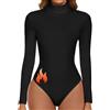 SHAPERIN Body Termico Donna Collo Alto Manica Lunga Aderente Bodysuits Tops Turtle Neck Body Suit Elegante Nero-Termico L