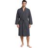 Morgenstern Accappatoio Uomo Leggero Nido d'Ape di Cotone con Collo a Kimono Vestaglia Estiva Grigio Taglia L