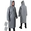 ANYOO Poncho Antipioggia Impermeabile per Adulti, 2 Pezzi Giacca Antipioggia con Cappuccio Riutilizzabile con Maniche Lunghe per Uomo e Donna Festival, Campeggio, Escursioni, Grigio, Taglia Unica