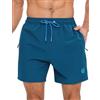 APTRO Pantaloncini da bagno da uomo con fodera in rete ad asciugatura rapida, pantaloncini estivi da spiaggia elasticizzati a 4 vie, con tasche con cerniera