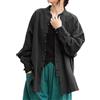 Generisch Cardigan da donna in stile cinese retrò, in lino, a maniche lunghe, top, camicetta, capispalla, apertura frontale, maglione lavorato a maglia