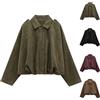Generico Bomber Corto da Donna in Finta Pelle Scamosciata con Risvolto con Zip Elegante Moto Bomber Casual Softshell in Finta Pelle Giacche Primavera Inverno Caldo Giacca Maniche Lunghe Moda Camoscio