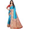 IMTRA FASHION Saree Di Seta Artistica Stampata Blu Tradizionale Indiana Con Camicetta-SELENA SKY BLUE