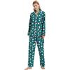 GLOBAL Pigiama Donna Flanella Cotone Maniche Lunghe Due Pezzi Camicie da Notte Pjs Confortevole Sleepwear Caldo Morbido, Pupazzo di Neve Verde, M