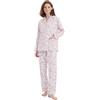 Amaxer Set Pigiama Caldo da Donna in Flanella 100% Cotone Set Pigiama Autunno e Inverno