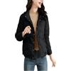Generico Piumino Corto Da Donna Caldo Con Collo Alto E Bottoni Tinta Unita Per Autunno E Inverno Piumino Versatile Alla Moda Casual Ampio E Antifreddo (Nero,M)