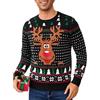 Leversic Maglione Natalizio Uomo Maglioni Natali Ugly Sweater Invernale Pullover in Maglieria Manica Lunga Felpa Natalizia 58-Nero M