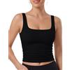 AURUZA Canotte da donna, scollo quadrato, doppia fodera, senza maniche, per allenamento, estive