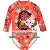 Disney Moana Costume Piscina Bambina, 2 Pezzi Costume Bambino Piscina, Costumi da Bagno Bambina Manica Lunga con Archi, Arancione 5-6 Anni