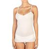 EGI Canotta Donna Spallina Sottile a Costine Lana 85% Seta 15% con Bordo Plissé (XL, Bianco Lana)
