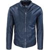 Evoga Giubbotto ecopelle Biker uomo slim fit giacca giubbino casual con zip (IT, Testo, XXL, Regular, Regular, Blu)