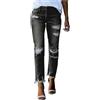 HGYBDFC Jeans da Donna Strappati, A Vita Alta, Skinny con Tasche, Gamba Dritta, Pantaloni Casual Bottoni, Streetwear Che Controlla La Pancia-Nero-m