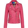 Infinity Leather Giacca da Motociclista da Donna in Pelle Nappa 100% Rosa Fucsia Retrò