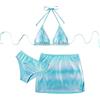 Happy Cherry Ragazze Costumi da Bagno Set Bikini Tre Pezzi Regolabili Triangolo Reggiseno Slip Gonna Costume Metallizzato Blu Swimwear per Bambina 13 Anni