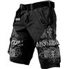Generic Pantaloncini uomo vichingo teschio grafica stampa 3D leggeri lavoro esterno viaggio escursionismo cargo estate mare(Skull-QM-DK-12,XL)