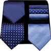 HISDERN Lotto 3 PCS Cravatta da uomo Polka Dot Check Stripe tinta unita Festa di nozze Fazzoletto Cravatta e fazzoletto - Set multipli