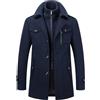 ANUFER Uomo Misto Lana Peacoat con Collo Interno Rimovibile Blu Marino 2XL