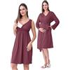 SUNNYBUY Camicia da notte premaman e allattamento con vestaglia, 2 pezzi | Biancheria da notte 3 in 1, per la nascita e il letto settimanale, adatta all'allattamento, vestaglia con tasche