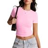Risipu T-shirt da donna a maniche corte girocollo slim fit top sexy t-shirt di base vestiti Y2k 2026