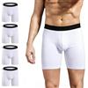 ZLYC Boxer da uomo a gamba lunga, in cotone, confezione da 3/4, Confezione da 4 bianco, XXL