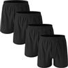 Nuofengkudu Larghi Boxer Uomo Cotone Elasticizzato Traspiranti Leggeri Unisex Pantaloni Corti Pigiama Comodi Pantaloncini Mens Underwear Mutande Briefs Intimo Pacco da 4 Nero M