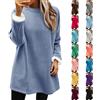 Generico Felpa Donna Foderata in Pile Senza Cappuccio, Pullover Oversize Morbido e Caldo per Inverno, Maglia Casual a Manica Lunga Girocollo Tinta Unita