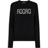 Saint Barth MC2 Maglia in Lana Nera con Ricamo in Lurex Argento Adoro