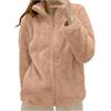 Generic Giacca da Camera Felpa Donna Pile Caldo Giacca da Donna Felpa Senza Cappuccio Autunno e Inverno Giacche Teddy con Zip Peluche Cappotto con ColloAlto Fleece Giacche Tinta Unita (PK1, XXL)