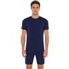 Nyeemya Uomo Pigiama Tutone Sanitario Manica Corta Tuta Recupero Chirurgico Body Sanitario con Cerniera sul Dorso Jumpsuit per Anziani Incontinenza e Alzheimer Blu Navy L