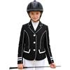 dPois Giacca da Competizione Bambina Giacche da Equitazione Concorso Maniche Lunghe Capispalla da Torneo con Bottoni Blazer Competition Jacket Giacca da Equestre Nero 9-10 Anni