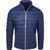 Evoga Piumino uomo casual giacca giubbotto slim fit con cappuccio (XXL, Blu)