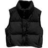 Generico Gilet Donna in Velluto a Coste con Collo Giacca Imbottita Corta Senza Maniche Capospalla Casual Morbido Elegante(Black, M)