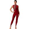 TiaoBug Donna Balletto Body Danza Classica Ginnastica Ritmica Tuta Intera da Pattinaggio Artistico con Strass Bodysuit da Allenamento Tutina Costume da Ballo Dancewear Borgogna S
