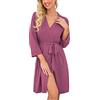 PrinStory Accappatoio Donna Leggero Manica 3/4 Vestaglia Kimono Roben Corto Pigiameria