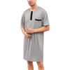 Yukiuiny Maglie Pigiama Uomo Abbigliamento da Notte Camicie Lunghe per Dormire,Maniche Corte-3-Grigio/3XL