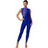 Freebily Body Danza Donna Senza Maniche Tuta Intera da Pattinaggio Blu reale A S