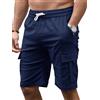 Tolaler Pantaloncini Cargo Uomo Estivi Pantaloni Corti Casual Coulisse Bermuda Shorts Vita Elasticizzata con Tasche