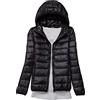 DAIHAN Piumino Leggero Ripiegabile Giacca con Cappuccio Antivento Giubbotto Corto Slim Fit Giacca Imbottita Trapuntata Ultraleggero Giacca da Montagna Caldo Mezza Stagione Donna,Nero,S