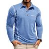 Volemo Polo Uomo Manica Lunga Casual Slim Fit Maglietta Polo da Golf Top Blu S