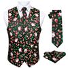 Enlision Gilet da Uomo Funky Natale Gilet Cravatta Fazzoletto Christmas Set Nero XXL