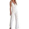YIzdegg Body da donna sexy in pizzo con scollo a V, senza maniche, elegante ricamo, in pizzo floreale, con schiena scoperta, slim fit, body con tuta estiva da donna, camicetta in pizzo, per feste e