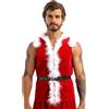 dPois Costume di Natale da Babbo Uomo Sexy Gilet con Cappuccio Santa Canotta Giacca Camicia Cappotto Natalizio Senza Maniche Costume da Halloween Travestimento Carnevale Rosso XXL