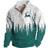 VPQILH Felpa Natale Uomo, Maglione Natalizio Uomo Albero Natale Renne Motivo Felpe Natalizie, Sweatshirt con Bottoni Maglia di Tuta Pile Fodera Caldo Xmas Pullover Ugly Christmas Sweater Casual Larghe