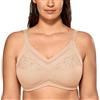 DELIMIRA Donna Reggiseno Post-operatorio Mastectomia Coppe Morbide con Ricami Senza Ferretto Beige 5D