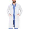 B-well Fabio Camice da Laboratorio Uomo Bianco Abbigliamento da Lavoro e Divise Camice Uomo Maniche Lunghe e 3 Tasche e Fissaggio con Bottoni