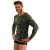sesto senso Uomo Camo Biancheria Intima Funzionale Maglia a Maniche Lunghe Livello Base Camouffare XL Verde