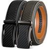 KEMISANT Cintura Uomo 2 Pezzi, Cintura Uomo Pelle Cricchetto Automatica Fibbia 35mm,Trim Regolabile per Adattars(Nero/Grigio sacro,105cm/28-34vita regolabile)