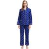 GLOBAL Pigiama Donna Flanella Donna Pigiami Cotone Maniche Lunghe Pigiami Due Pezzi da Donna Camicie da Notte da Donna Pjs Confortevole Sleepwear Caldo Morbido Blu, Punto Bianco XXL