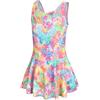 Aisyee Costume da bagno intero per bambine, età 5-16 anni, Multicolore Blossom, 13-14 Anni