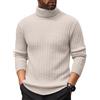 Generico Maglione Uomo Collo Alto, Maglione a Trecce Uomo Tinte Unite Manica Lunga, Maglioni Elegante Sweater Elasticizzati Caratteristico - Adatto per Primavera, Autunno E Inverno Beige L